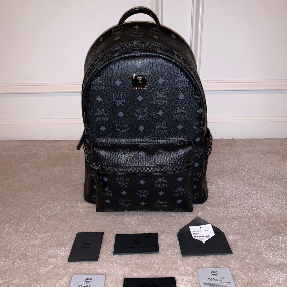MCM Medium Stark Side Stud Coated Canvas Backpack